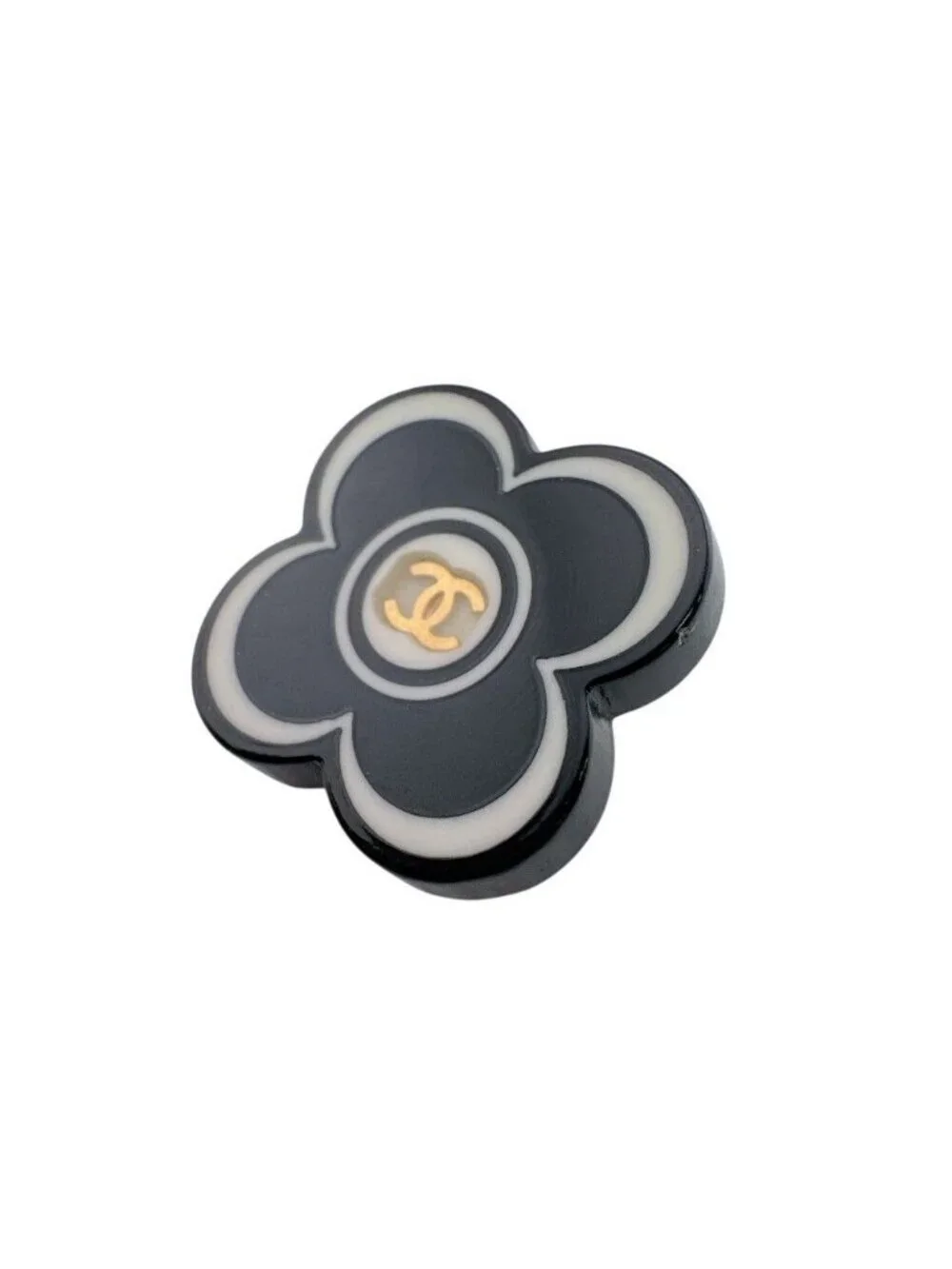 Chanel CC Logo Camellia Metal Earrings Black
